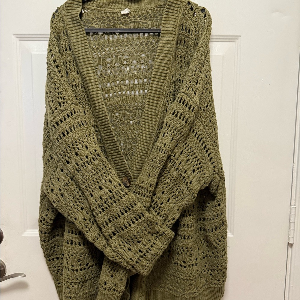 Old Navy Olive Open-Knit Women's Cardigan
